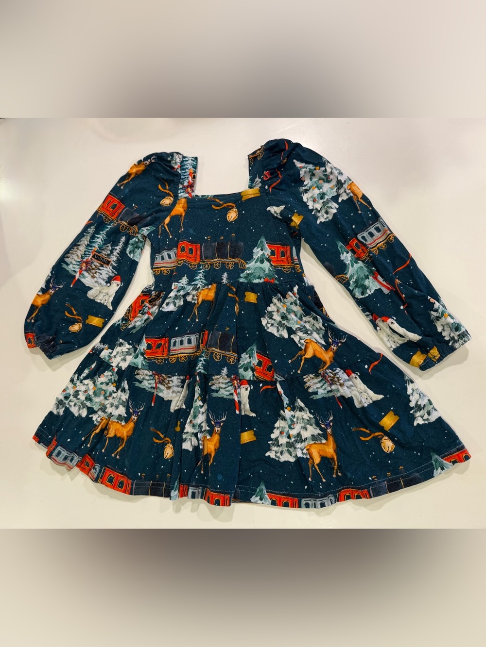 Riley & Rett Christmas Polar Express dress 12-18m